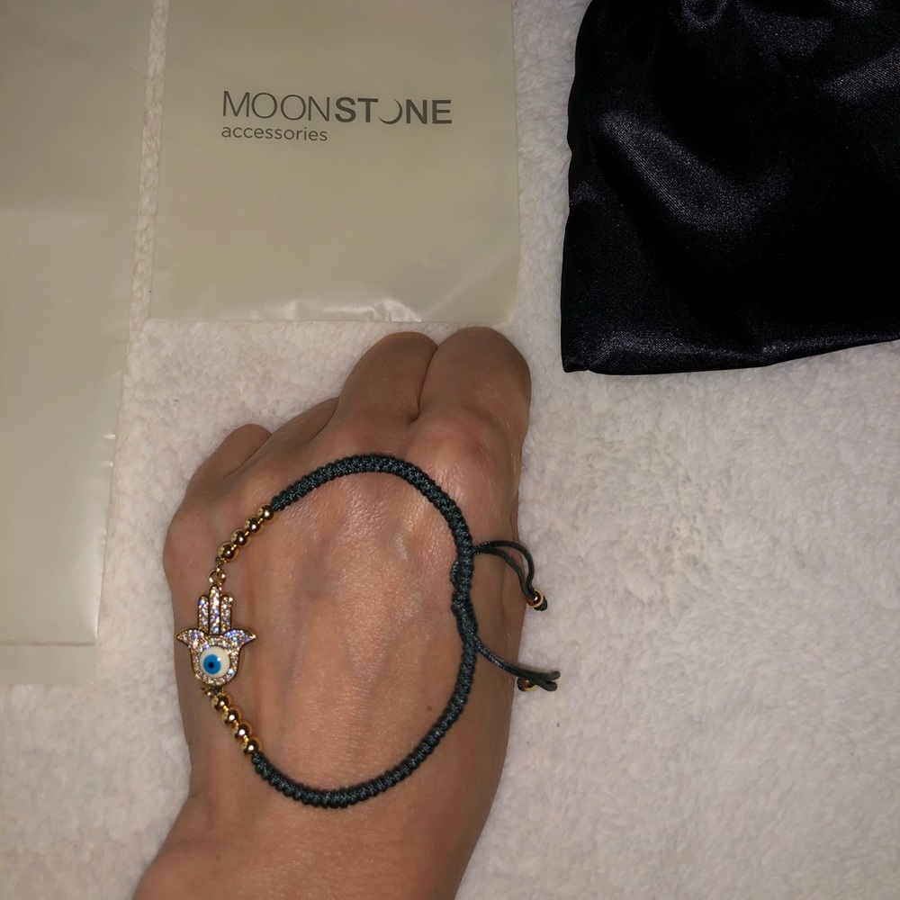 Moonstone Hamsa String Bracelet